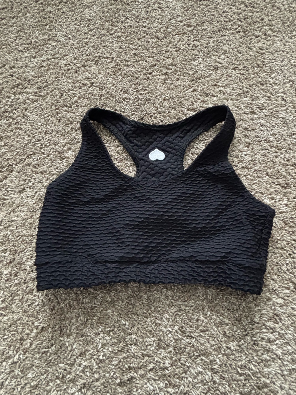 Booty by Brabants Black Textured Heart Racerback Crop Top